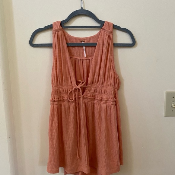 FREE PEOPLE BEACH BOUND PLUNGE TANK PEACH SLEEVELESS - Picture 3 of 9